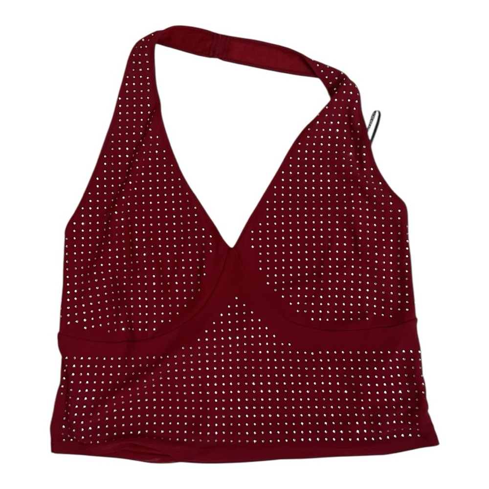 Forever 21 Burgundy Studded Halter Top P:20-23” L:24”
